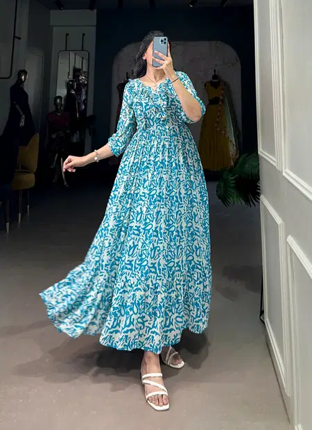 NNK4516 Georgette With Printed Ethnic Wear Frock Wholesale Online